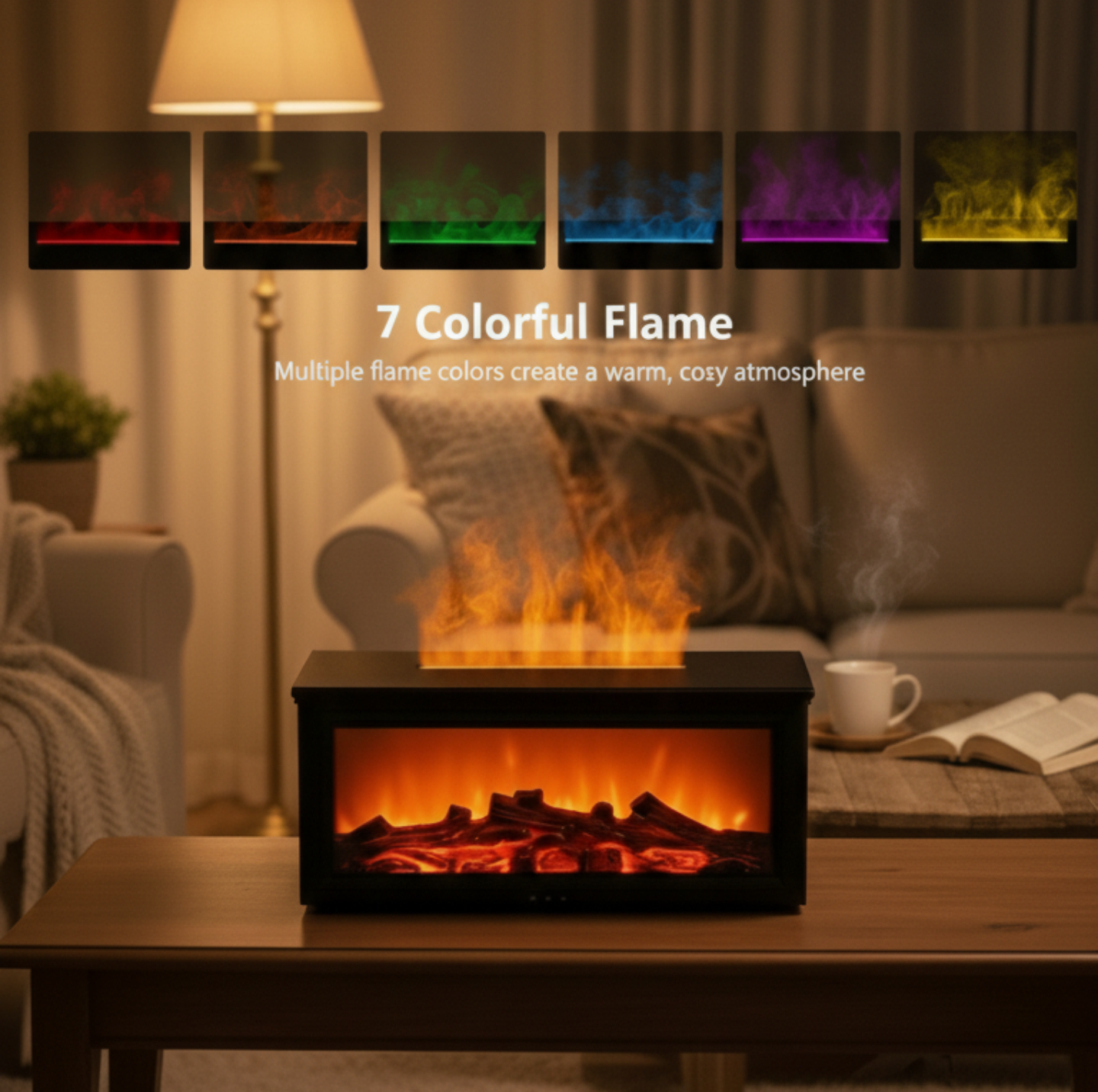 Flame Effect Aroma Humidifier – Essential Oil Diffuser with LED Light & Remote Control