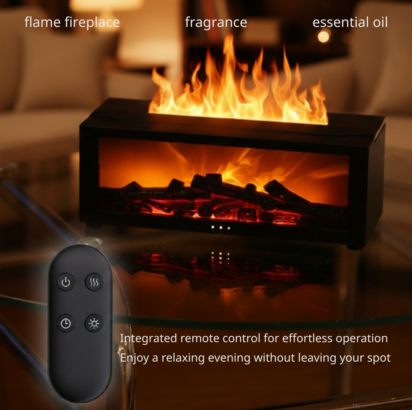 Flame Effect Aroma Humidifier – Essential Oil Diffuser with LED Light & Remote Control
