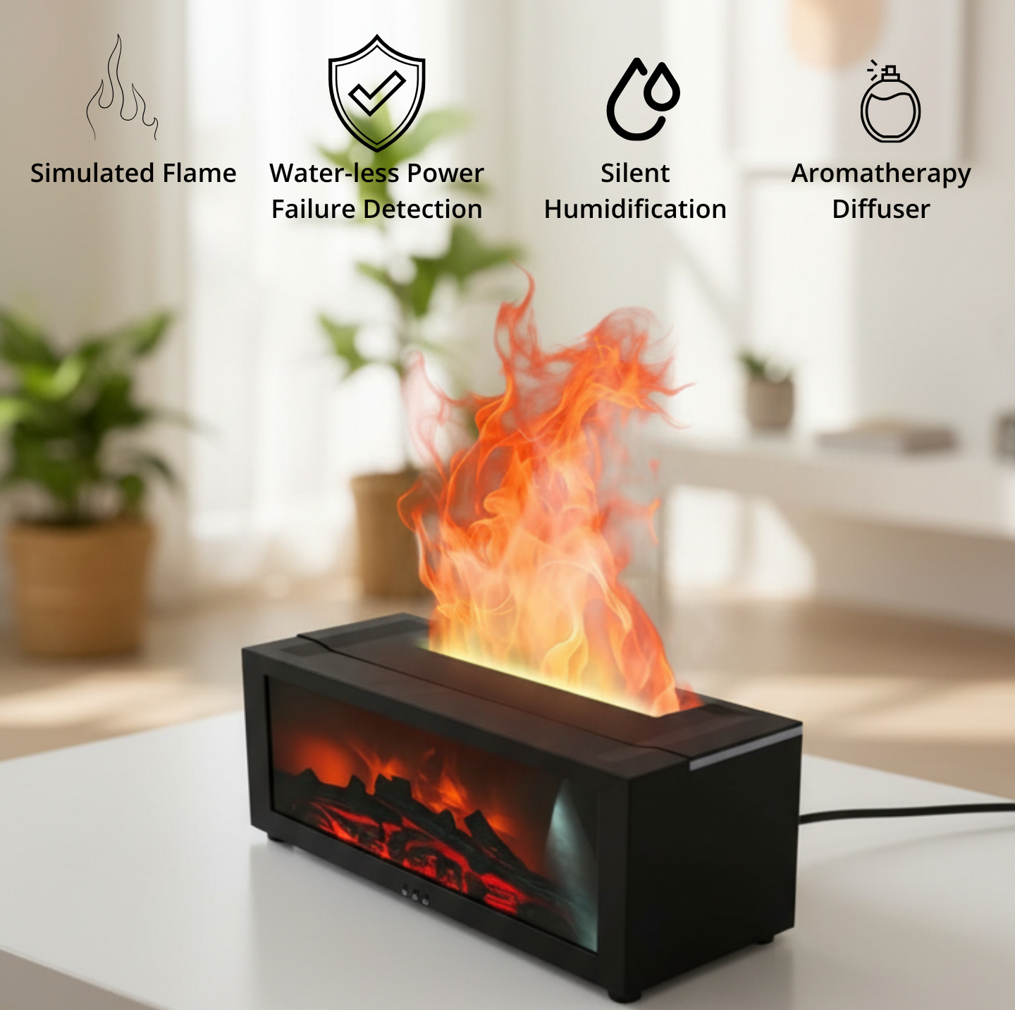 Flame Effect Aroma Humidifier – Essential Oil Diffuser with LED Light & Remote Control