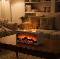 What kind of atmosphere does the fireplace flame humidifier create?