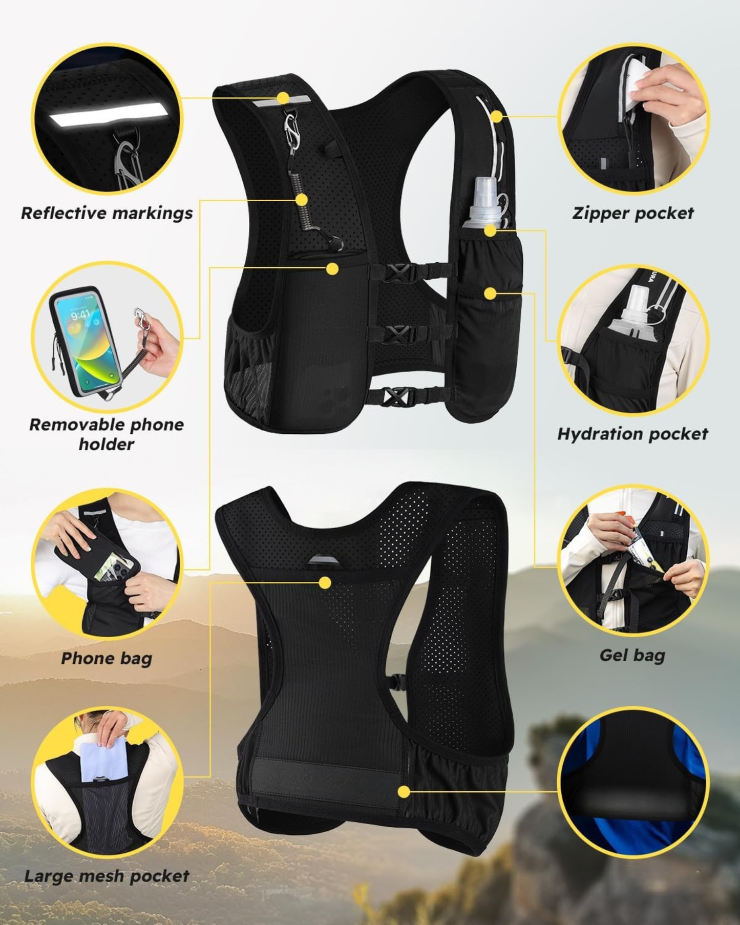 Unisex Outdoor Trail Running & Hiking Hydration Vest – Suitable for Marathons, Cycling, and Mountaineering
